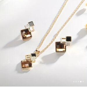 Elegant Gold, Brown,and Black Jewelry Set